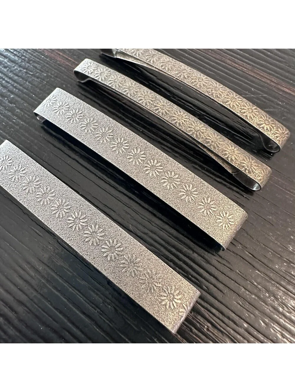 Vintage Silver Tone Floral Barrette Set Of 4 Embossed Metal Hair Accessories VGC